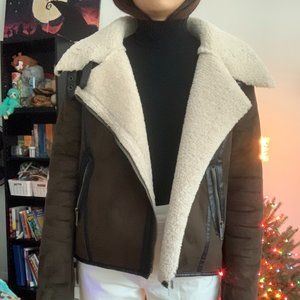 Velvet biker jacket in deep green